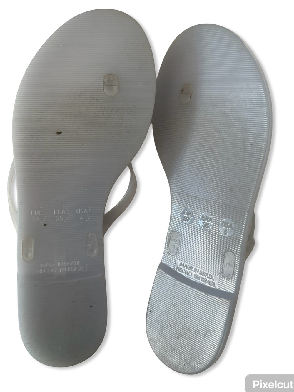 Black Suede Studio Crystal Flip Flops Baby Blue pvc sandals shoes Revolve 37 6 - Picture 8 of 11